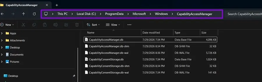 فایل CapabilityAccessManager.db-wal چیست؟ رفع مشکل اشغال فضای دیسک در ویندوز 11