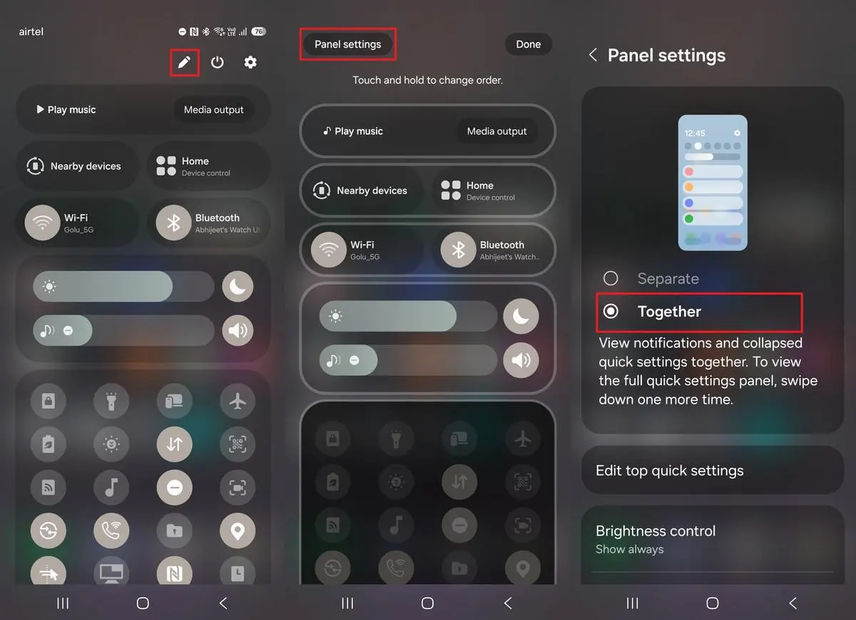شخصی‌سازی پنل تنظیمات سریع در One UI 9؛ تغییر اندازه و جای آیکون‌ها در گوشی سامسونگ